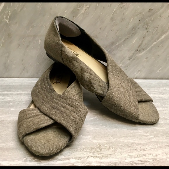F-TROUPE Canvas Peeptoe Flats Shoes 10 - Picture 7 of 9